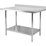 Komerciāls darba galds Nerūsējošais tērauds Apakšējais plaukts Aizsargmala 600x700x900/1000mm | Adexa WT7060