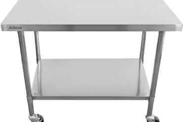 Komerciāls mobilais darba galds ar regulējamām kājām Nerūsējošā tērauda apakšējā plaukta 1000x600x900mm | Adexa WT60100CWO