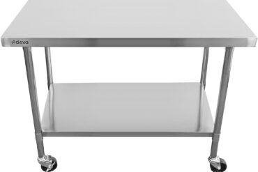 Komerciāls mobilais darba galds ar regulējamām kājām Nerūsējošā tērauda apakšējā plaukta 1200x600x900mm | Adexa WT60120CWO