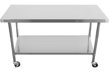 Komerciāls pārvietojams darba galds ar regulējamām kājām Nerūsējošā tērauda Apakšējā plaukta 1800x600x850/930mm | Adexa WT60180CWO