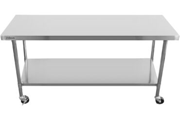 Komerciālais mobilais darba galds ar regulējamām kājām Nerūsējošā tērauda apakšējā plaukts 2000x600x850/930mm | Adexa WT60200CWO