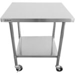 Komerciālais mobilais darbagalds ar regulējamām kājām Nerūsējošā tērauda apakšējā plaukta augstums 600x600x850/930mm | Adexa WT6060CWO