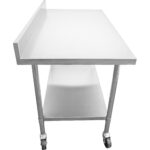 Komerciāls mobilais darba galds ar regulējamām kājām Nerūsējošā tērauda Apakšējā plaukts Aizmugurējais aizsargs 1400x700xx850/930mm | Adexa WT70140C - Image 3