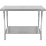 Komerciāla darba galds Nerūsējošais tērauds Apakšējā plaukta 600x600x900mm | Adexa WT6060WO - Image 3