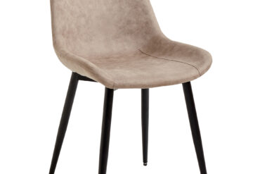 Ēdamistabas krēsls ar metāla kājām un polsterētu PU ādas sēdvietu gaiši brūnā krāsā | Adexa WW5055