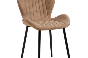 Ēdamistabas krēsls ar metāla kājām un polsterētu samta sēdekli gaiši brūnā krāsā | Adexa WW5064