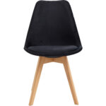 Sānu ēdamistabas krēsls ar koka kājām un polsterētu samta sēdekli - Melns | Adexa WW6011BV - Image 2