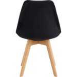 Sānu ēdamistabas krēsls ar koka kājām un polsterētu samta sēdekli - Melns | Adexa WW6011BV - Image 3