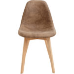 Sānu ēdamistabas krēsls ar koka kājām un polsterētu PU ādas sēdekli gaiši brūnā krāsā | Adexa WW6027 - Image 2