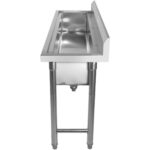 Komercijas trauku mazgāšanas izlietne nerūsējošā tērauda 1 bļoda Splashback 1200x450x800mm Apaļas kājas | Adexa YDPS12038 - Image 4