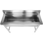 Komercijas trauku mazgāšanas izlietne nerūsējošā tērauda 1 bļoda Splashback 1200x450x800mm Apaļas kājas | Adexa YDPS12038 - Image 3