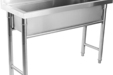 Komercijas trauku mazgāšanas izlietne nerūsējošā tērauda 1 bļoda Splashback 1200x450x800mm Apaļas kājas | Adexa YDPS12038