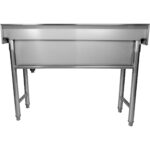 Komercijas trauku mazgāšanas izlietne nerūsējošā tērauda 1 bļoda Splashback 1200x450x800mm Apaļas kājas | Adexa YDPS12038 - Image 6