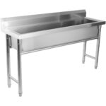 Komerciālais trauku mazgāšanas izlietne Nerūsējošais tērauds 1 bļoda Atspiednis 2000x450x800 mm Apaļas kājas | Adexa YDPS20038