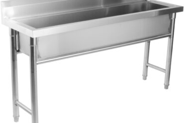 Komerciālais trauku mazgāšanas izlietne Nerūsējošais tērauds 1 bļoda Atspiednis 2000x450x800 mm Apaļas kājas | Adexa YDPS20038