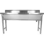 Komerciālais trauku mazgāšanas izlietne Nerūsējošais tērauds 1 bļoda Atspiednis 2000x450x800 mm Apaļas kājas | Adexa YDPS20038 - Image 6