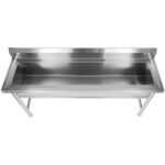 Komerciālais trauku mazgāšanas izlietne Nerūsējošais tērauds 1 bļoda Atspiednis 2000x450x800 mm Apaļas kājas | Adexa YDPS20038 - Image 4