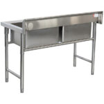 Komerciālais izlietne Nerūsējošais tērauds 1080x600x900mm 2 bļodas Aizmugurējais panelis | Adexa YDRST245A - Image 5