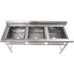 Komercs izlietne Nerūsējošs tērauds 1570x600x900 mm 3 trauku Splashback | Adexa YDRST345A - Image 3