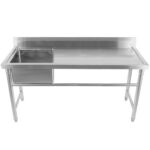 Komerciālais izlietne nerūsējošā tērauda 1570x600x900mm 1 bļoda kreisā Splashback | Adexa YDRST60160L