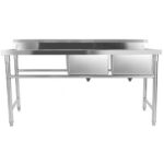 Komercijas izlietne nerūsējošā tērauda 1570x600x900mm 2 bļodas labā puse Splashback | Adexa YDRST60160X2R - Image 2