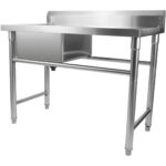 Komerciāla izlietne nerūsējošā tērauda 1080x600x900mm 1 bļoda kreisā puse ar aizsargplāksni | Adexa YDRST60110L - Image 2
