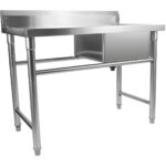 Komerciālais izlietne nerūsējošais tērauds 1080x600x900mm 1 bļoda labā puse Splashback | Adexa YDRST60110R - Image 2