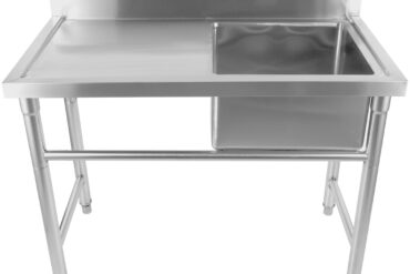 Komerciālais izlietne nerūsējošais tērauds 1080x600x900mm 1 bļoda labā puse Splashback | Adexa YDRST60110R