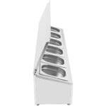 Komercisks garšvielu turētājs ar vāku, kas ietver 6xGN1/6-150mm konteinerus, nerūsējošais tērauds | Adexa CHD06ADFL - Image 2