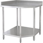 Komerciāls Nerūsējošā tērauda stūra darba galds ar aizmugures paneli 900x900x600x600x900/1000 mm | Adexa CWTB1060SB