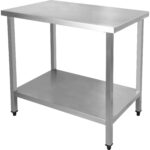 Profesionālais darba galds Nerūsējošais tērauds Apakšplaukts 1400x800x900mm | Adexa DWT80140 - Image 2