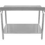 Profesionalais darba galds Nerūsējošā tērauda Apakšplaukts Aizmugures panelis 1400x800x900 mm | Adexa DWT80140B - Image 2