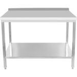 Profesionalais darba galds Nerūsējošā tērauda Apakšplaukts Aizmugures panelis 1400x800x900 mm | Adexa DWT80140B