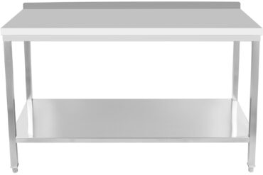 Profesionāls darba galds Nerūsējošā tērauda Apakšplaukts Aizmugurējā paneļa malas 1600x800x900mm | Adexa DWT80160B