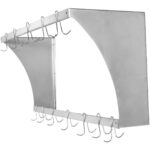 Sienas plaukts ar trauku turētāju 12 āķiem Nerūsējošs tērauds 900x300x300mm | Adexa VMR0930