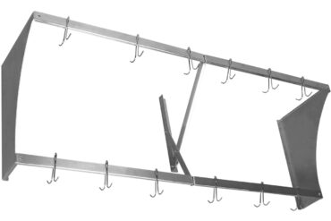 Sienas plaukts ar katlu turētāju 12 āķiem Nerūsējošais tērauds 1200x300x300mm | Adexa VMR1230