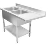 Divkāršā izlietne kreisajā pusē ar noteces virsmu un aizmugurējo sienu 1800x600x910mm | Adexa DSB1860L - Image 4