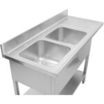 Divkāršā izlietne kreisajā pusē ar noteces virsmu un aizmugurējo sienu 1800x600x910mm | Adexa DSB1860L - Image 6