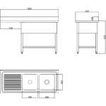 Dubultā izlietne pa labi ar notecināšanas virsmu un aizmugures sienu 1800x600x910mm | Adexa DSB1860R - Image 5