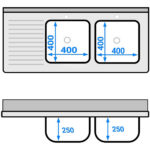 Dubultā izlietne pa labi ar notecināšanas virsmu un aizmugures sienu 1800x600x910mm | Adexa DSB1860R - Image 7