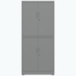 Profesionāls metāla uzglabāšanas skapis 4 veramās durvis 900x400x1800mm Slēdzams 3 regulējami plaukti Tumši pelēks | Adexa SEFC2DG - Image 4