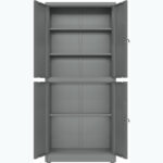 Profesionāls metāla uzglabāšanas skapis 4 veramās durvis 900x400x1800mm Slēdzams 3 regulējami plaukti Tumši pelēks | Adexa SEFC2DG - Image 2