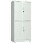 Profesionālais metāla uzglabāšanas skapis 4 veramās durvis 900x400x1800mm slēdzene 3 regulējamas plaukti gaiši pelēks | Adexa SEFC2LG - Image 3
