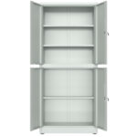 Profesionālais metāla uzglabāšanas skapis 4 veramās durvis 900x400x1800mm slēdzene 3 regulējamas plaukti gaiši pelēks | Adexa SEFC2LG - Image 2