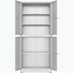 Profesionāla metāla uzglabāšanas skapis ar 4 veramām durvīm 900x400x1800mm Slēdzams 3 regulējamas plaukti Baltā krāsā | Adexa SEFC2W - Image 4