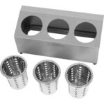 Komerciāla galda piederumu groza turētājs ar 3 caurumiem Nerūsējošais tērauds | Adexa KFA03B - Image 5