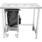 Profesionāls darbs/Atkritumu galds ar 2 atkritumu caurumiem Nerūsējošais tērauds 1000x600x900mm | Adexa SC10060 - Image 4