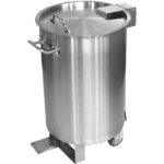 Profesionāls atkritumu konteineris no nerūsējošā tērauda ar vāku, ritenīšiem un pedāli 55 litri | Adexa SDCP55