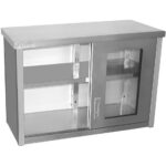 Sienas skapītis ar stikla bīdāmām durvīm Nerūsējošais tērauds 1000x400x650mm | Adexa SWCGD100402