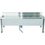 Zemā komerciālā trauku mazgātava Izlietne Nerūsējošā tērauda 1 bļoda Ar uzšļakstījumu aizsargu 1500x600x660mm Kvadrātveida kājas | Adexa SMSJY15060 - Image 5